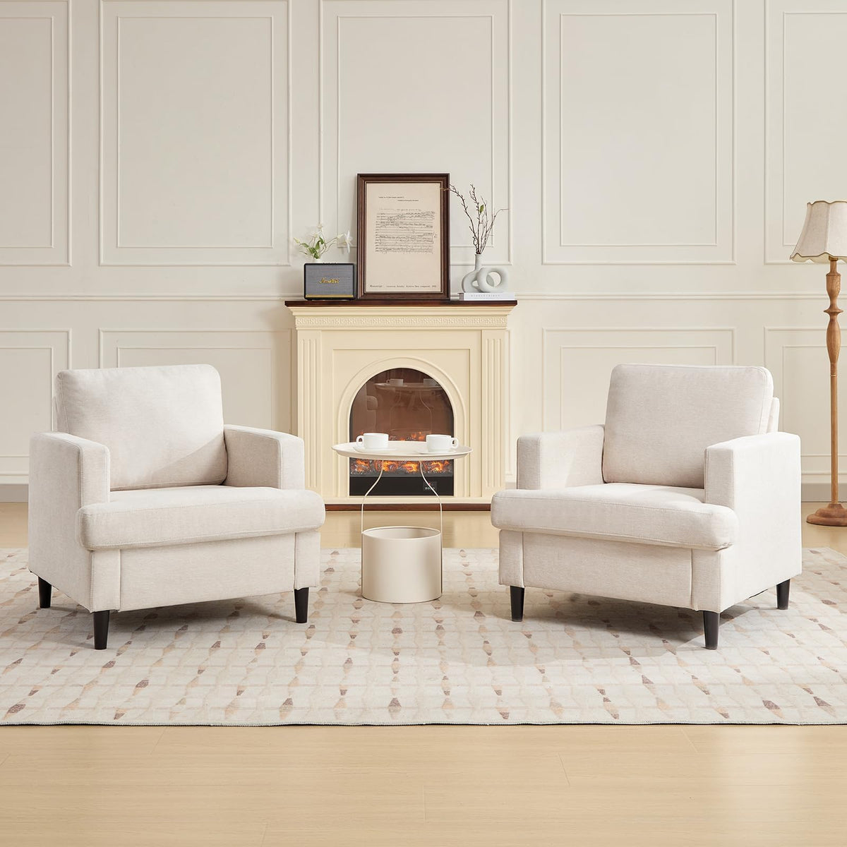 Beige Linen Accent Chair