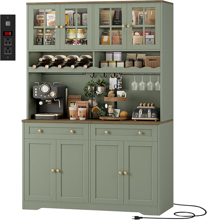 Kitchen Pantry Cabinet with Charging Station