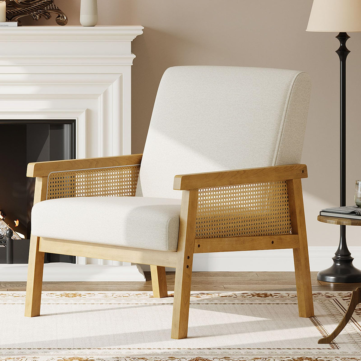 Ivory Rattan Accent Chair