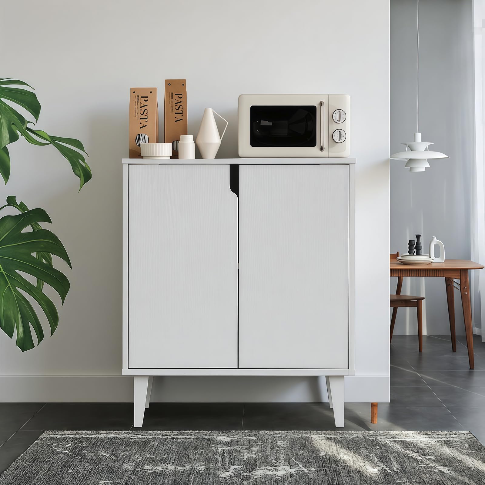 2-Door Storage Cabinet with Soft-Close Doors & Wood Legs
