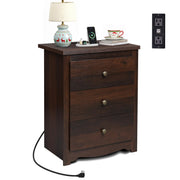 Tall Nightstand with Charging Station & 3 Drawers