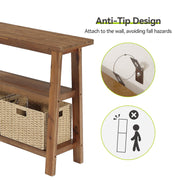 LITTLE TREE Solid Wood Console Table with Storage for Entryway, 41.34-Inch Small Farmhouse Sofa Table with 2-Tier Shelf for Living Room, Hallway, Entrance, Rustic Brown
