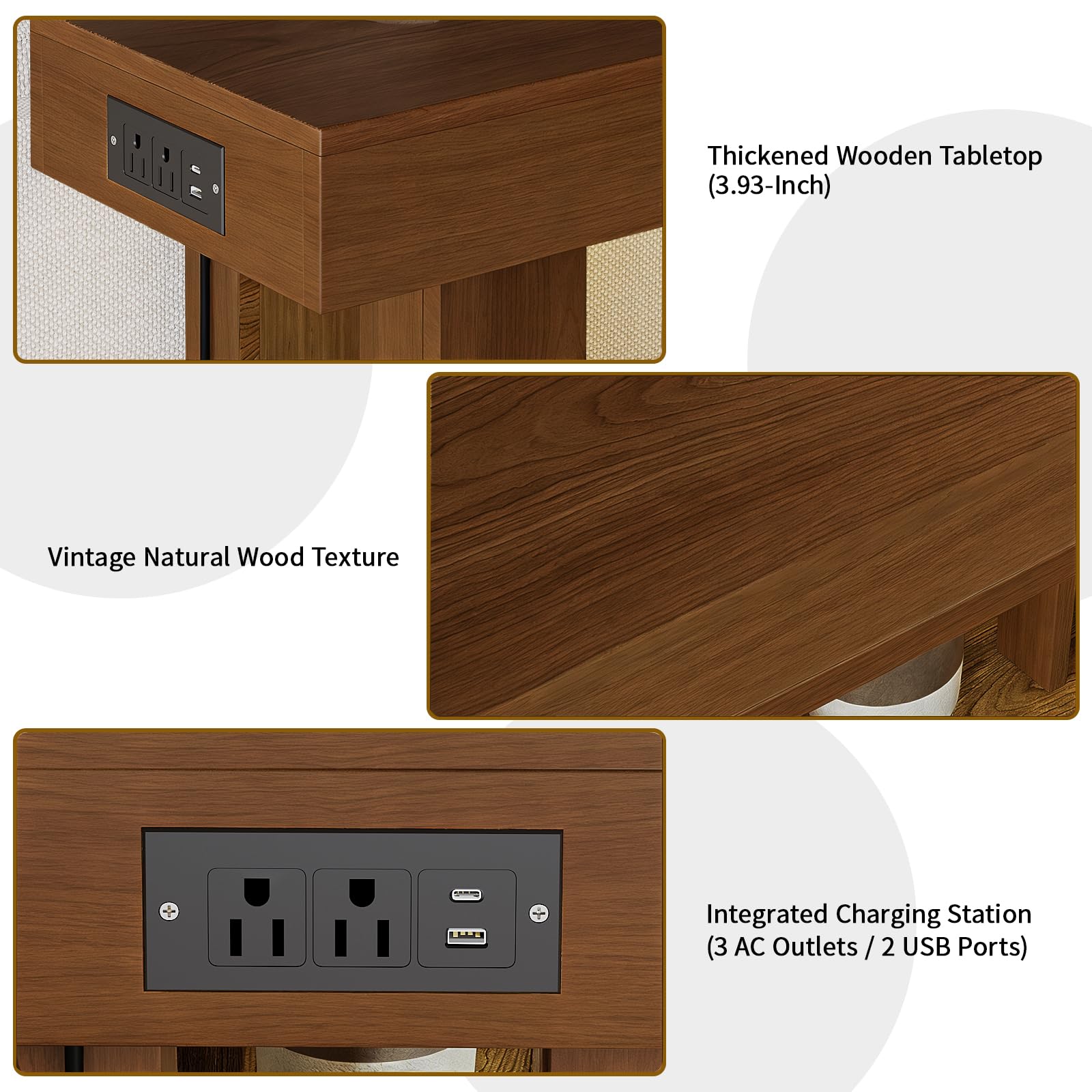 Console Table for Entryway,Narrow Console Table with Storage,Open Shelving,Sofa Table Behind Couch,Power Outlets and USB Ports,Suitable for Living Rooms,Hallways,and Entryways(Console Table-Walnut)