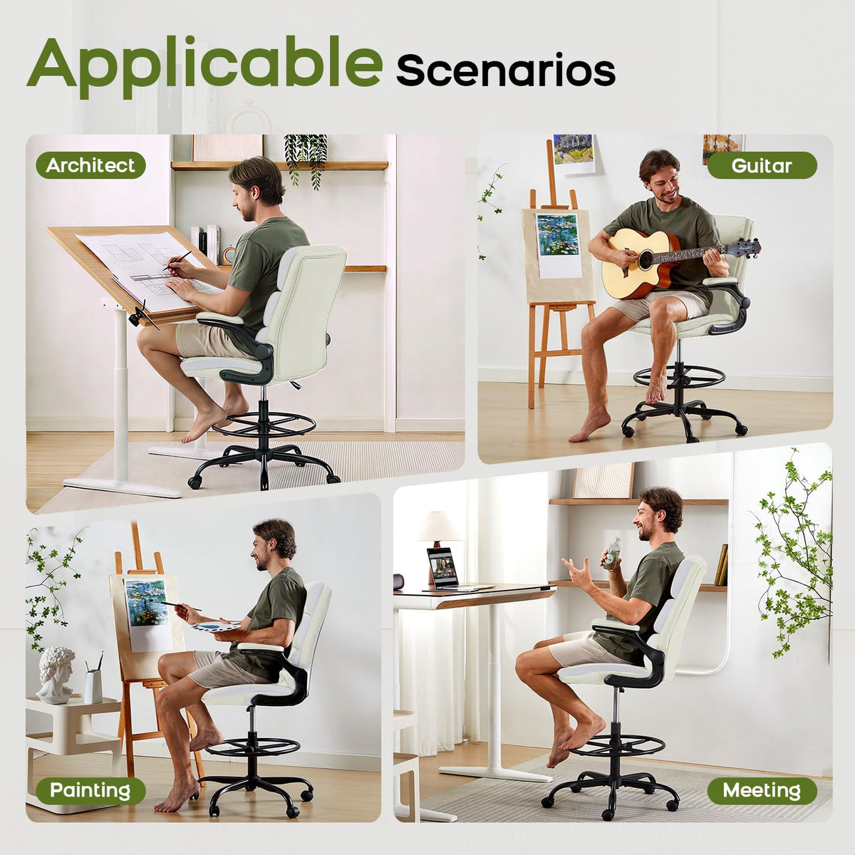 AMSEATEC Tall Drafting Chair for Standing Desk,Executive Office Chair