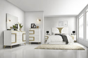 Claire 6-Piece Bedroom Set with LED Headboard – White & Gold
