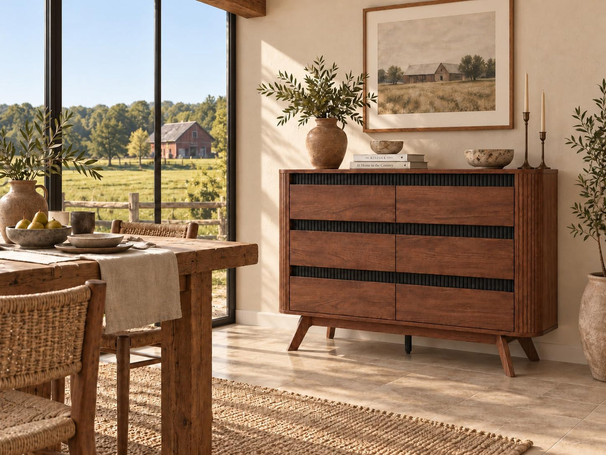 Walnut 6-Drawer Dresser