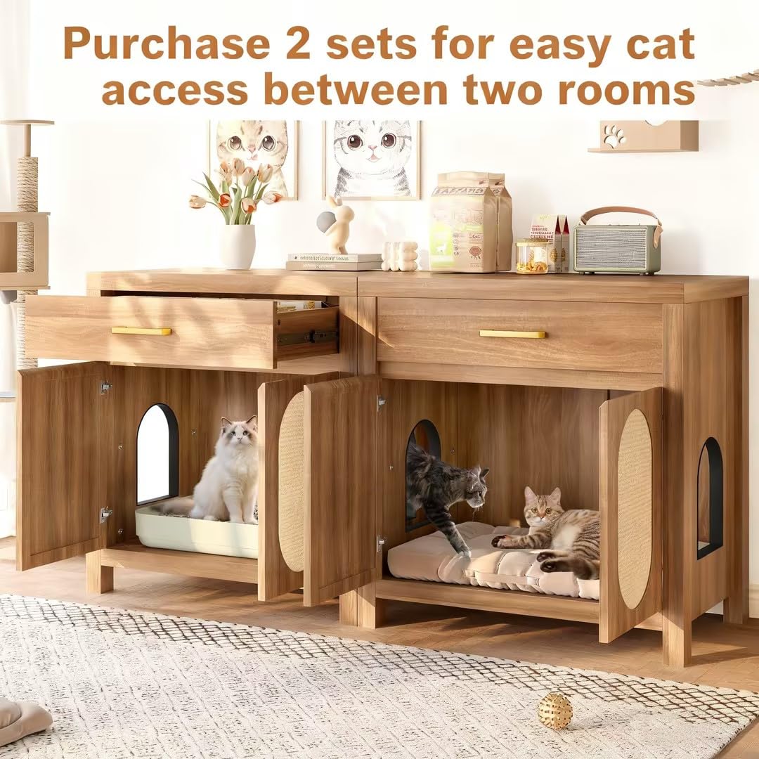 Trygoal Cat Litter Box Enclosure, Hidden Cat Litter Box Furniture, Espresso