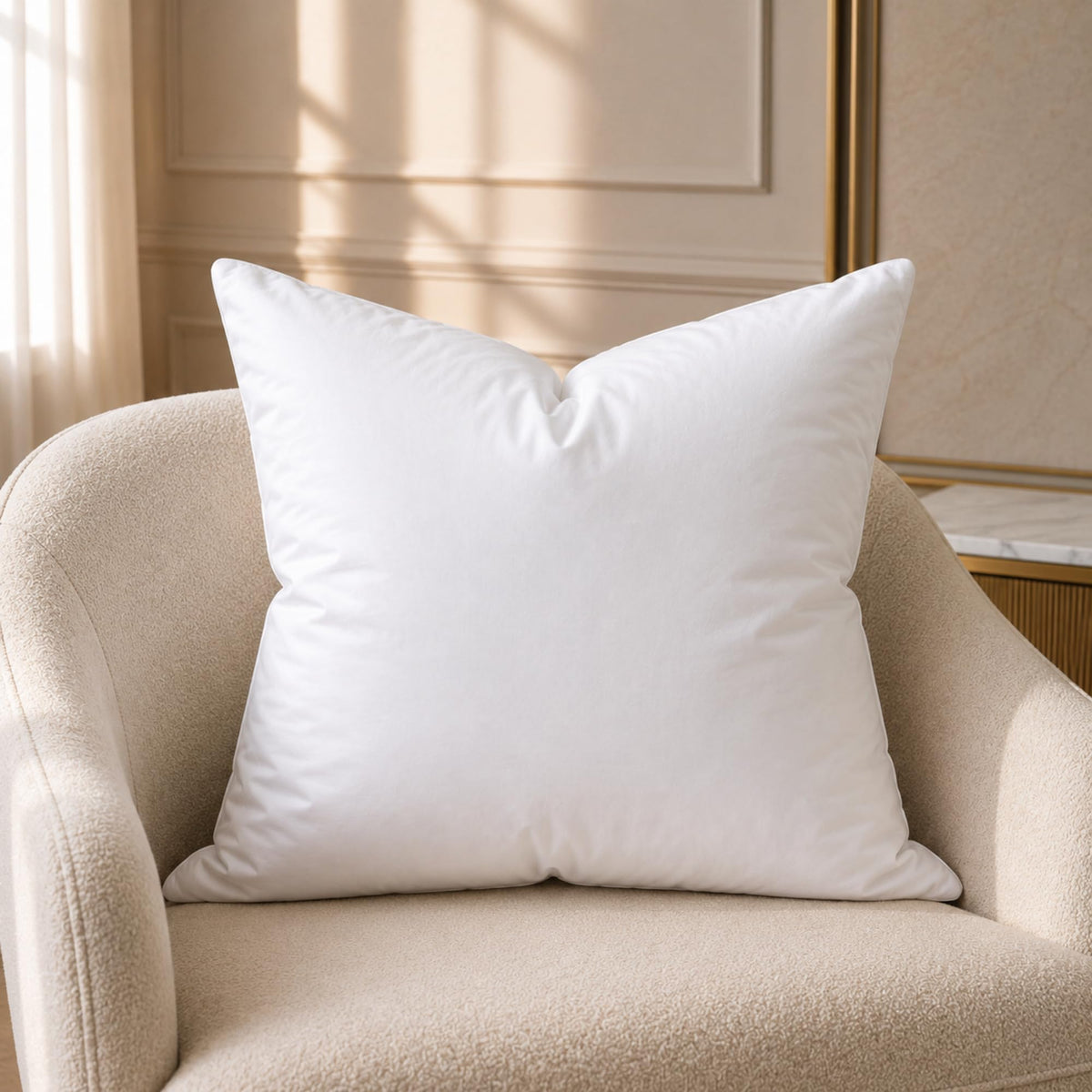 Continental Bedding Premium White Goose Down Throw Pillow Inserts, Ultra Soft & Airy Fill, Choppable Design, 100% Cotton Cover, Luxury Decorative Accents for Sofa, Couch & Bed, 24 x 24