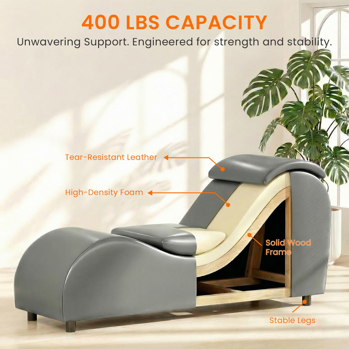 ijuicy Faux Leather Chaise Lounge, Reading Chair for Office, Living Room