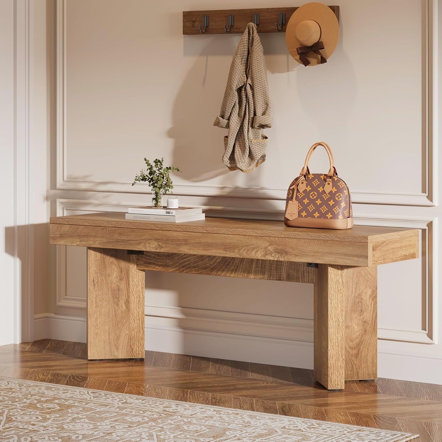 47" Farmhouse Wooden Dining Bench