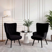 Black Teddy Wingback Chairs, Set of 2