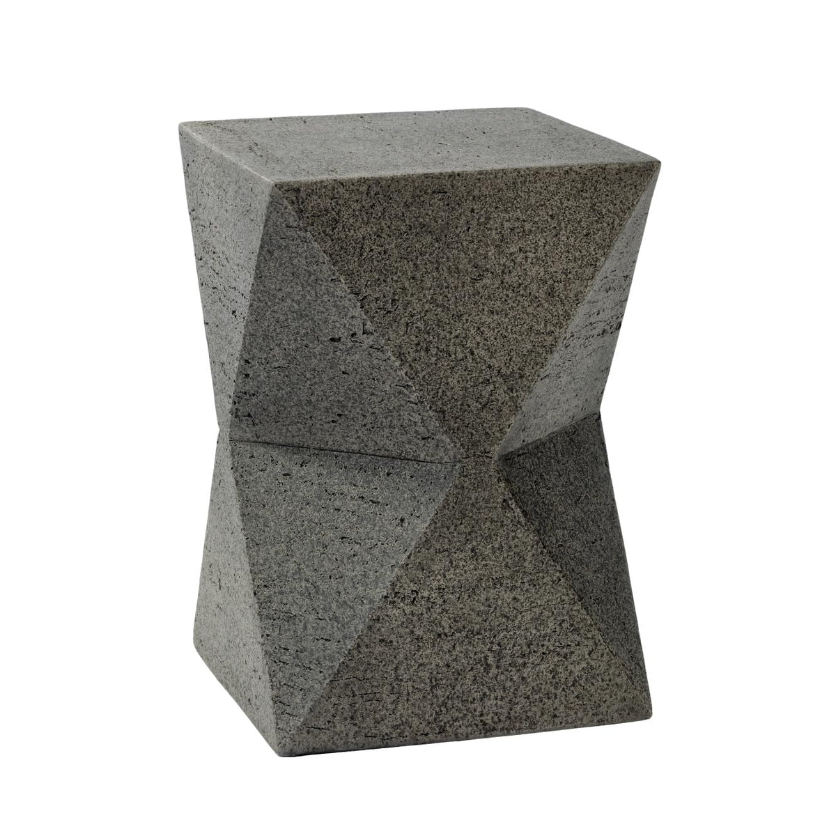 LumeVale 19'' Outdoor Side Table – Lightweight Stone Patio Coffee Stand, Concrete End Table for Backyard, Balcony (Rhombus)