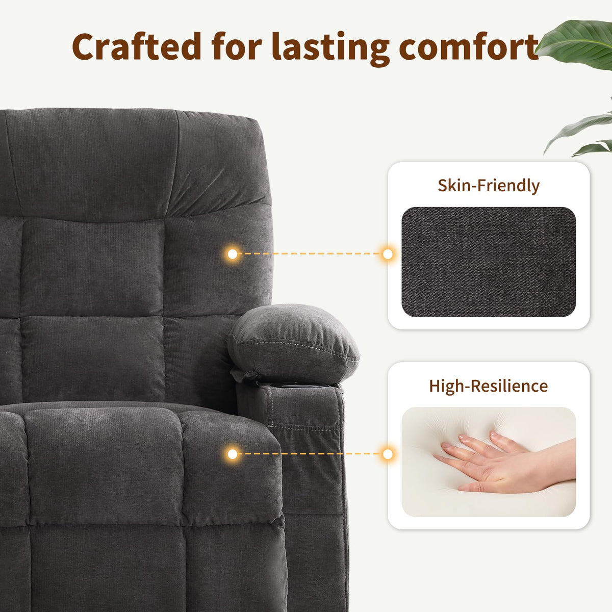 PoteSoar Power Lift Recliner Chair for Elderly with Massage and Heat, Comfortable Electric Power Reclining Chair with Side Pockets,2 Cup Holders and USB Charging Port for Living Room