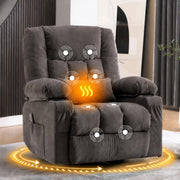 Manual Swivel Rocking Recliner Chair with 8-Zone Massage & Lumbar Heat
