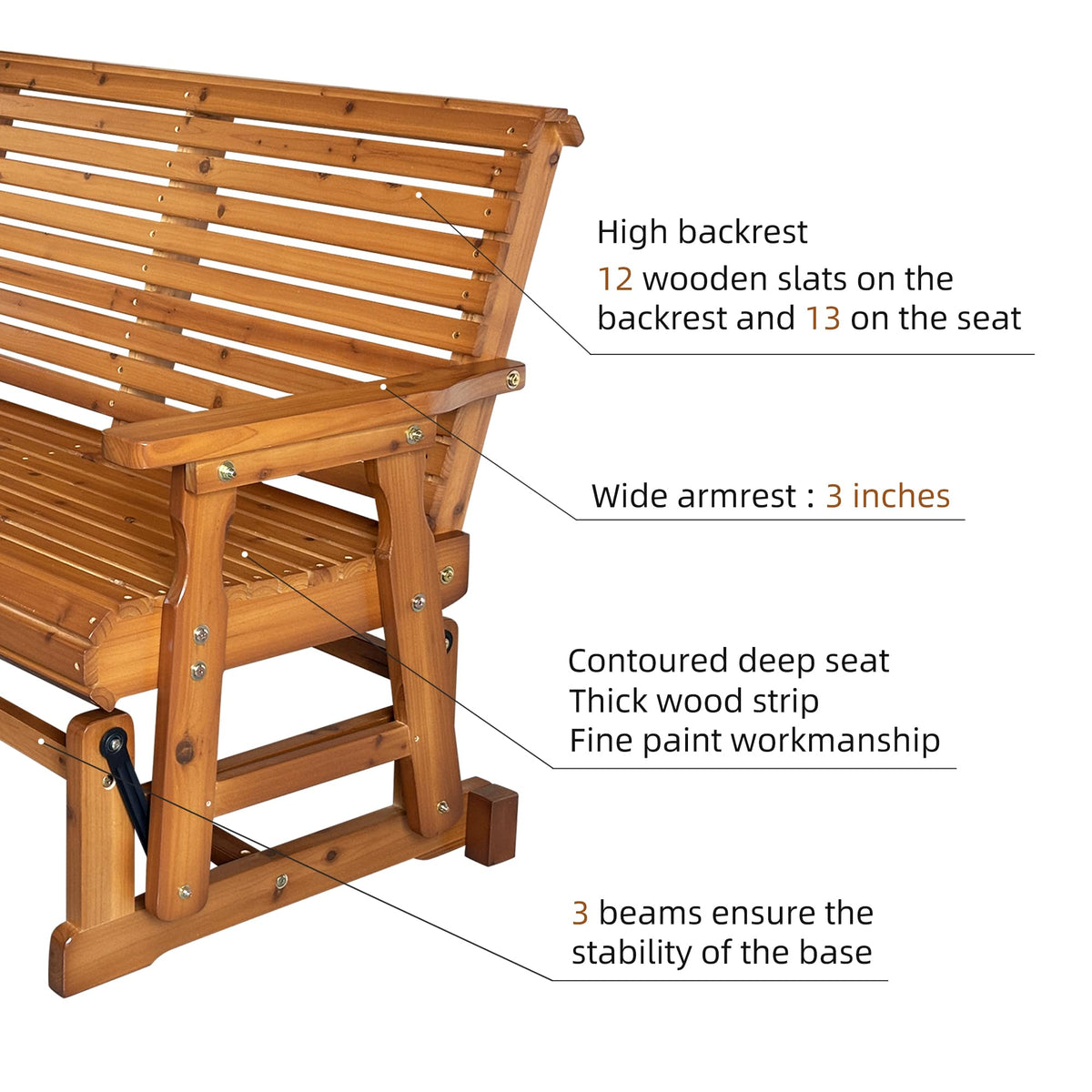 Wooden Patio Glider Bench