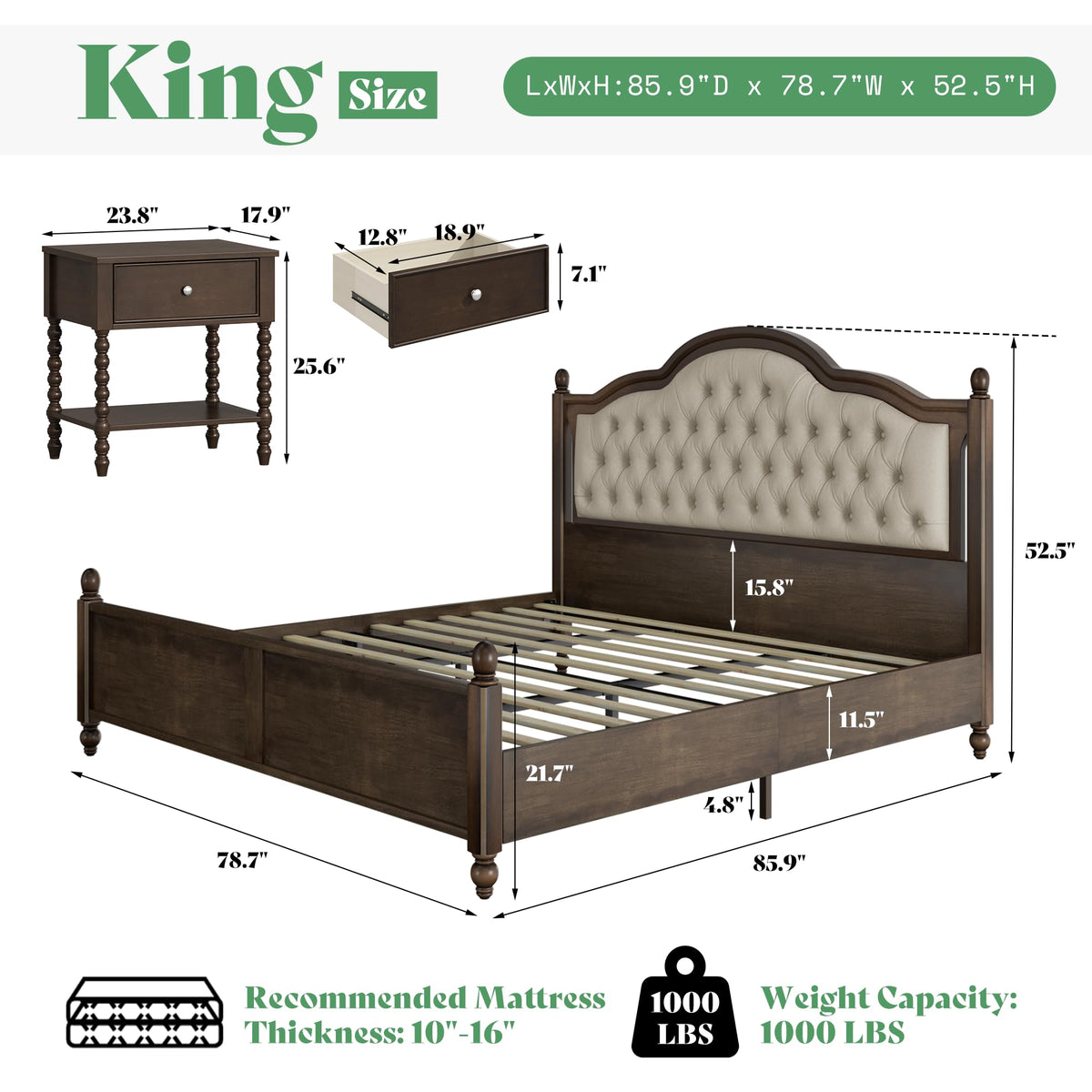 3-Piece Walnut Bedroom Set