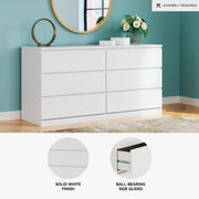 Signature Design by Ashley Onita Modern Dresser with 6 Smooth-Gliding Drawers, Meets ASTM International Safety Standards, White, 59.76' W x 19.29' D x 30.67' H