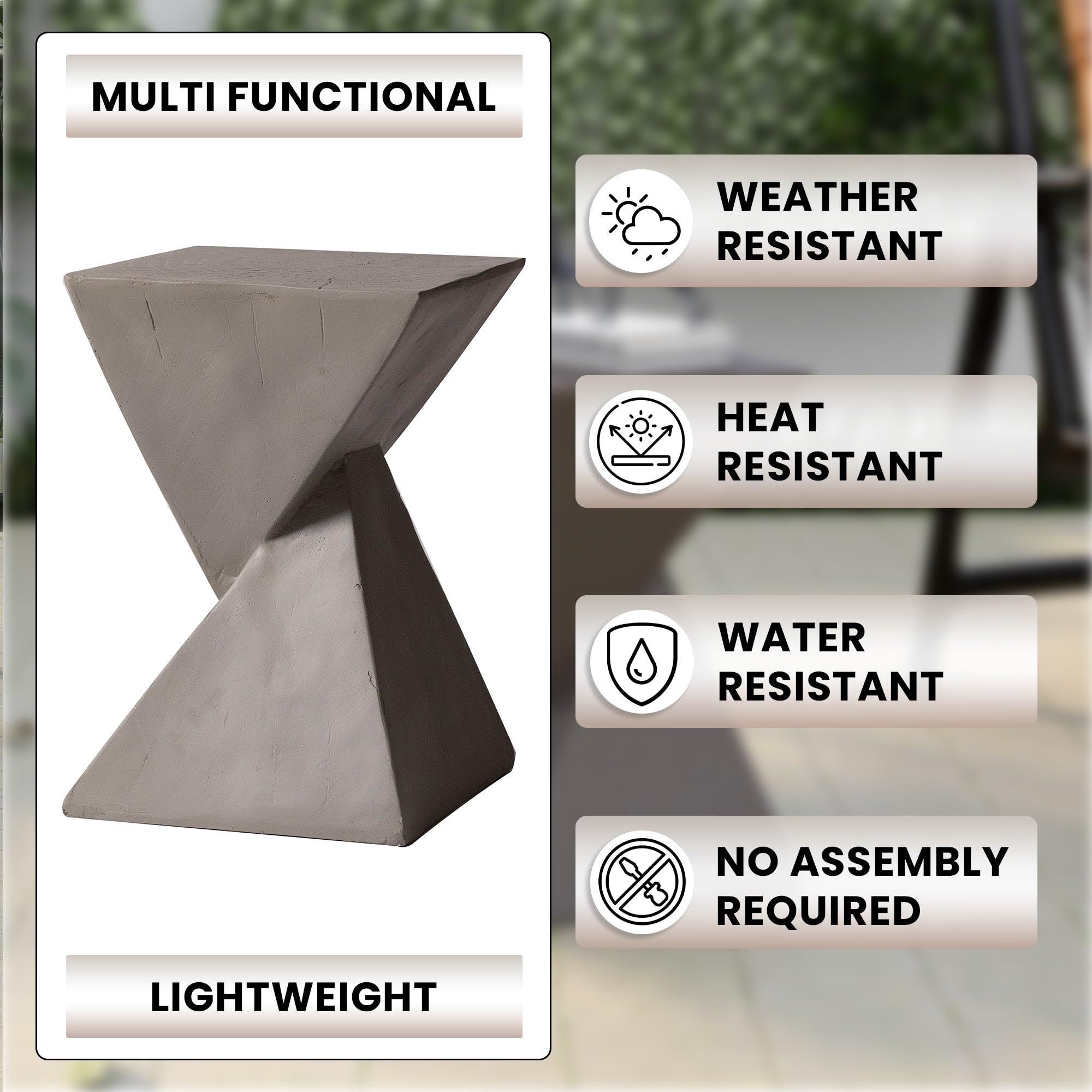 Twisted Fiberstone Side Table – Indoor & Outdoor Accent Stool
