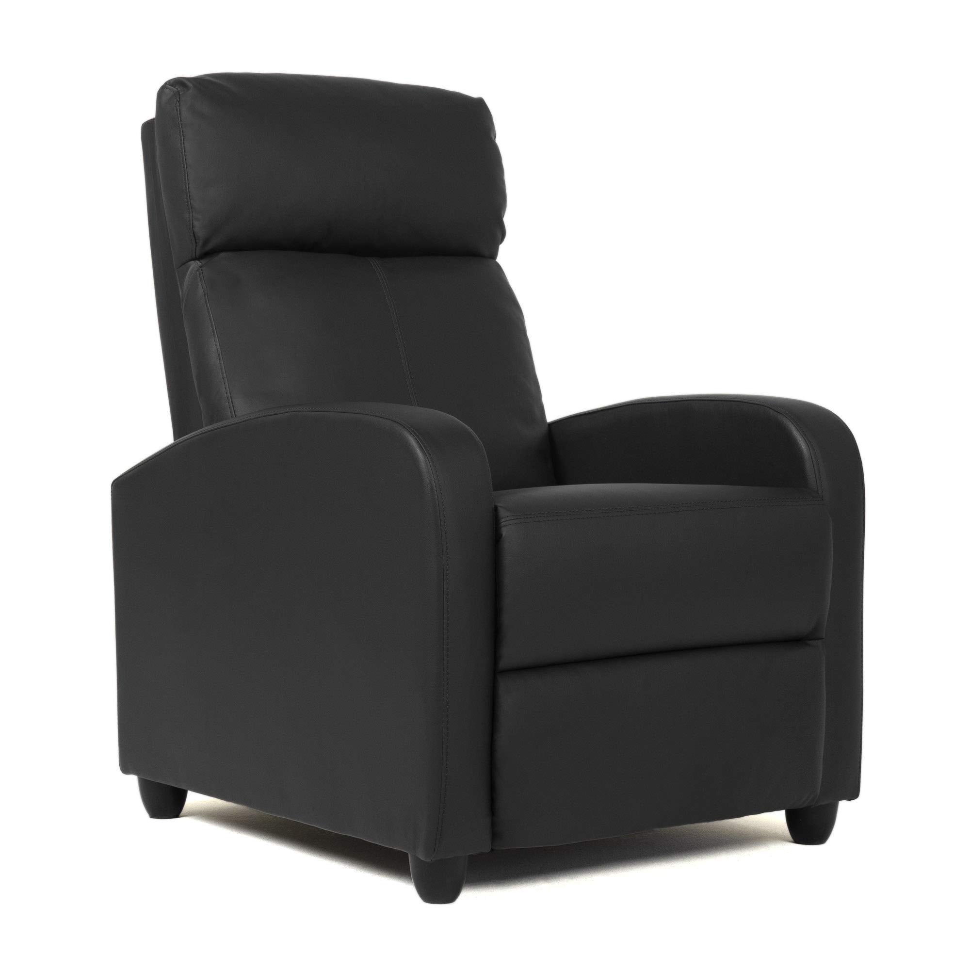 FDW Recliner Chair Push Back Sofa Home Theater Seating with Lumbar Support and Leather Padded Seat Backrest for Living Room