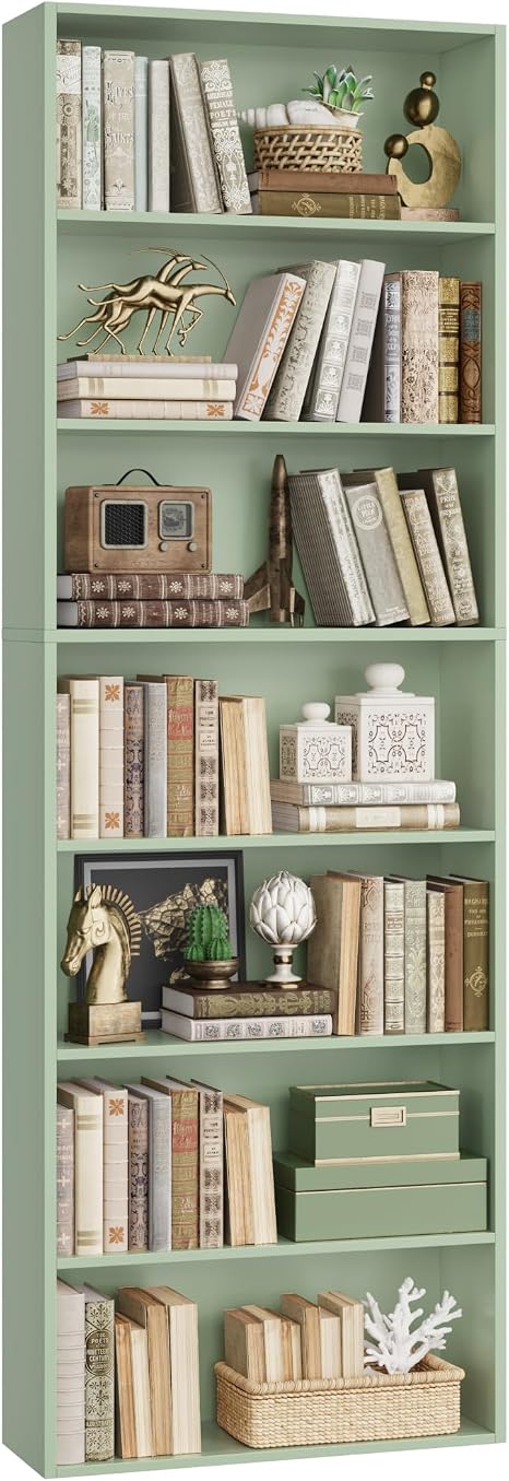 7-Tier Tall Bookshelf with Open Shelves