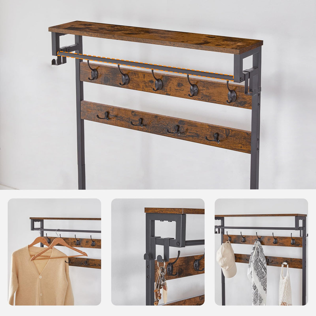 Hall Tree with Adjustable Shoe Storage