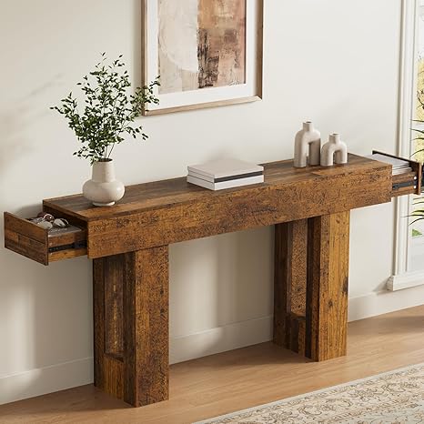 63-Inch Farmhouse Console Table with Drawers