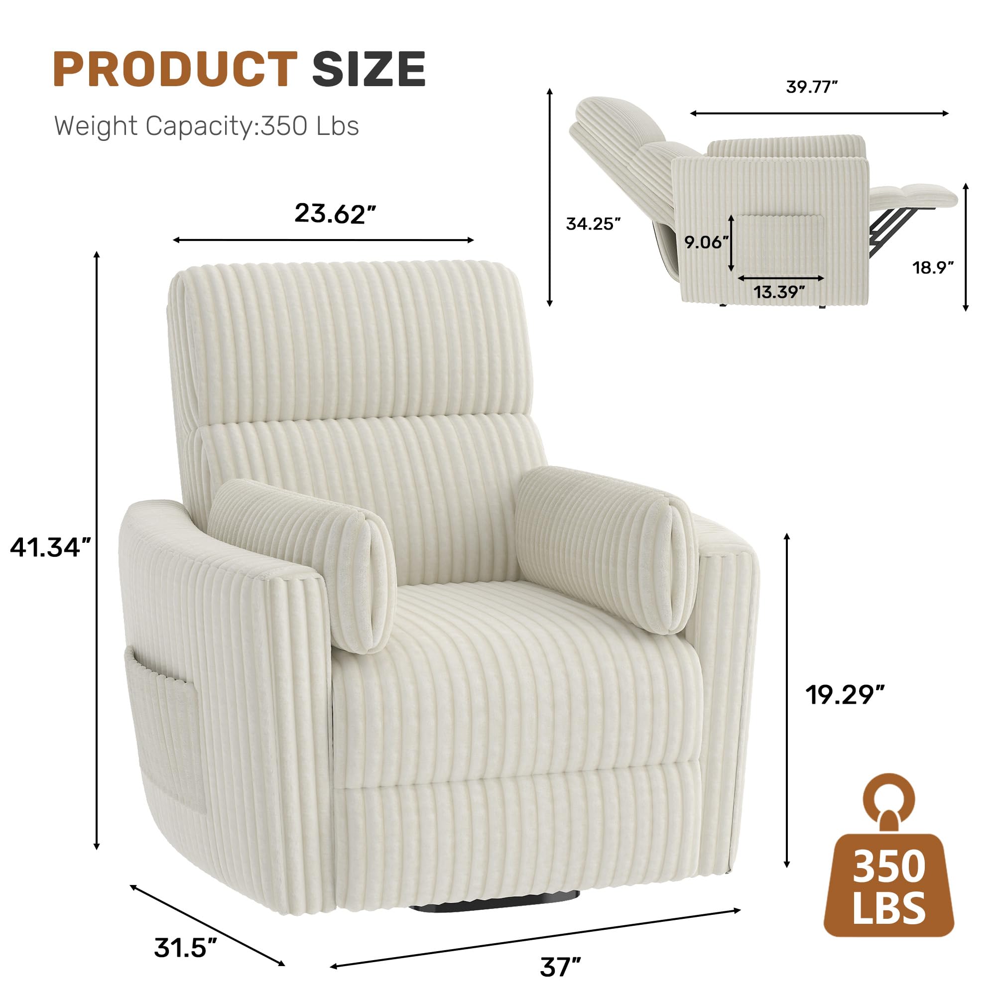 Power Lift Recliner Chair – Round Plush Faux Fur with Footrest