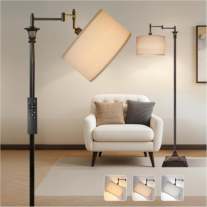 Swing Arm Floor Lamp with Swivel Shade