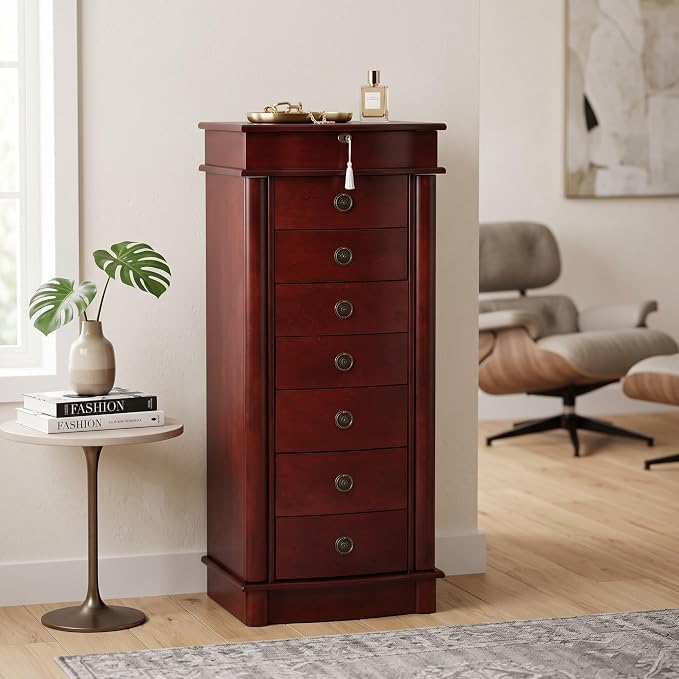 Black Locking Jewelry Armoire