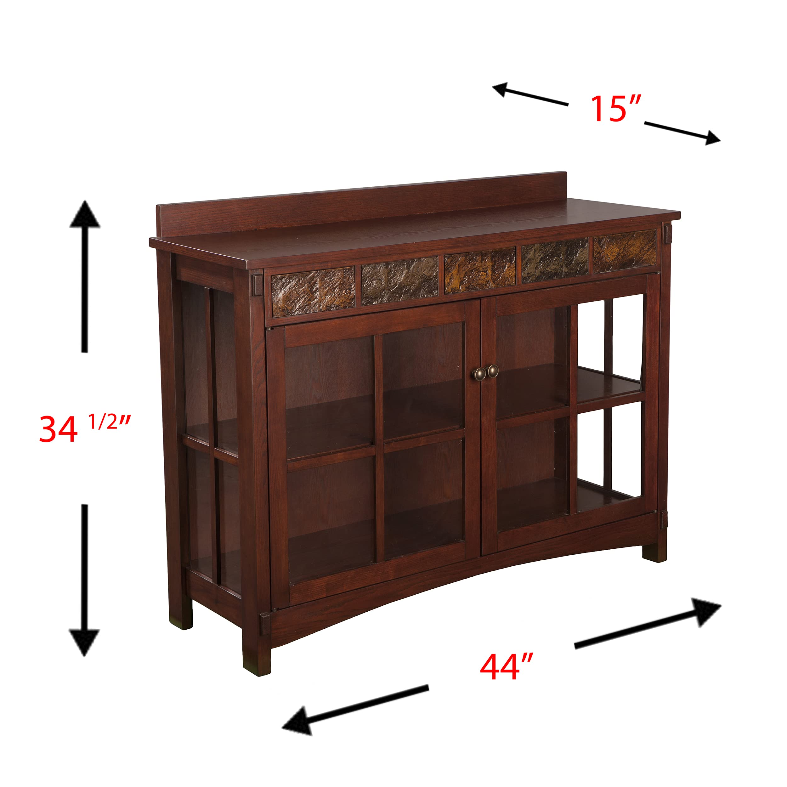 Mission Faux Slate Sideboard & Display Curio Cabinet