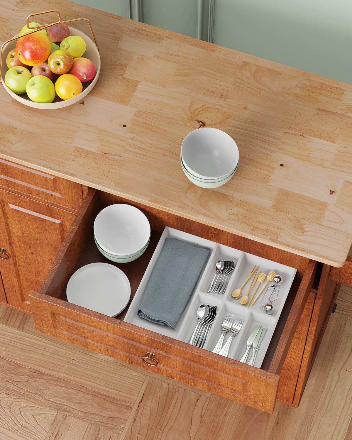 Kitchen Island with Drop Leaf & Storage on Wheels