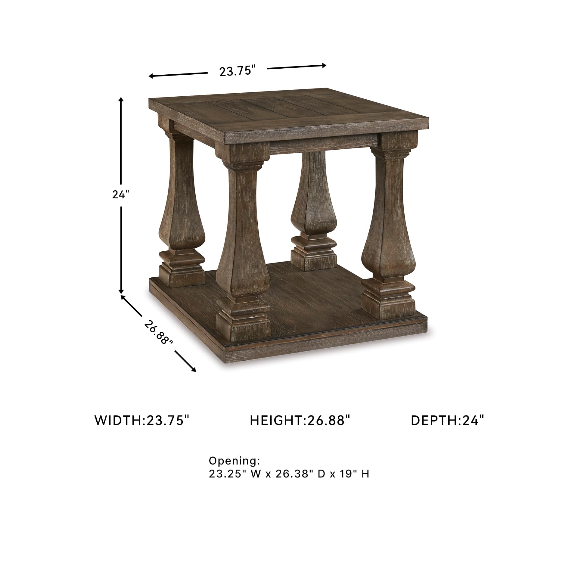 Rustic End Table with Lower Shelf
