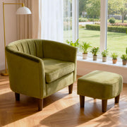 Velvet Accent Chair with Ottoman