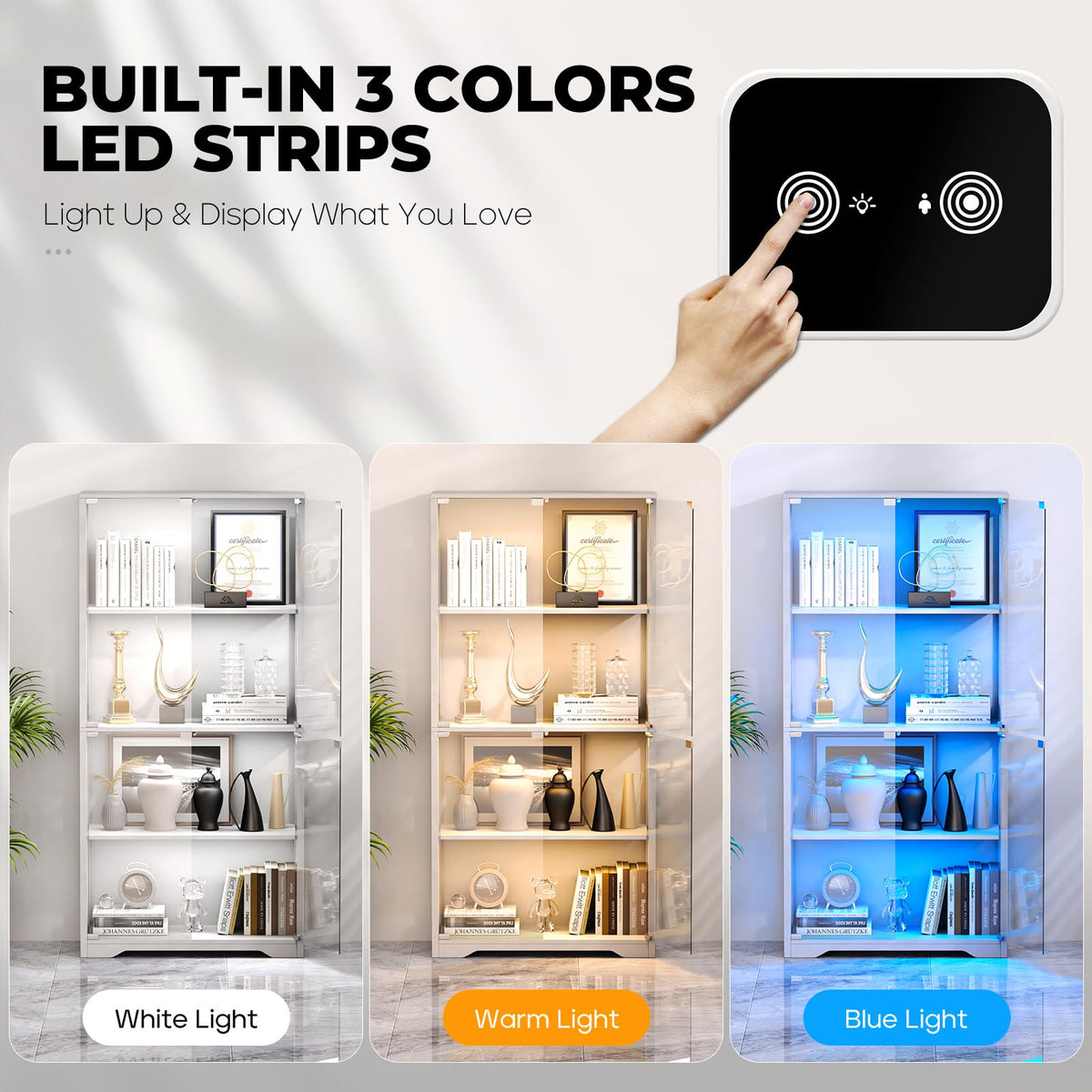 4-Tier LED Glass Display Cabinet