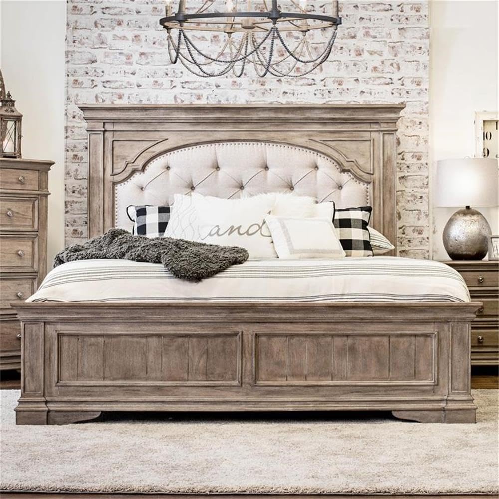 Highland Park King Panel Bed – Distressed Driftwood