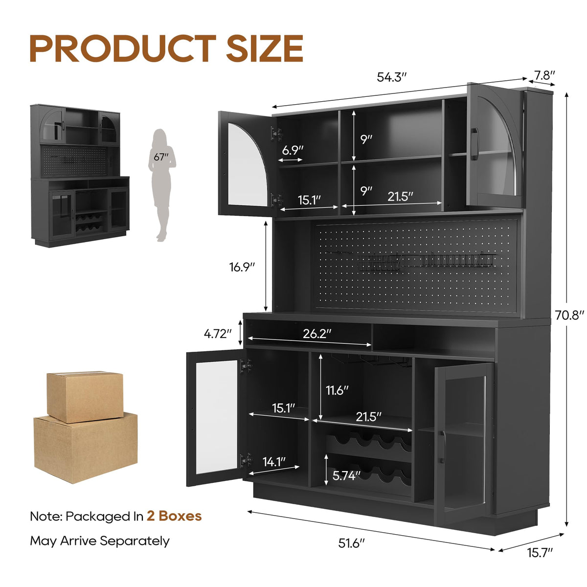 Wine Bar Cabinet with Charging Station