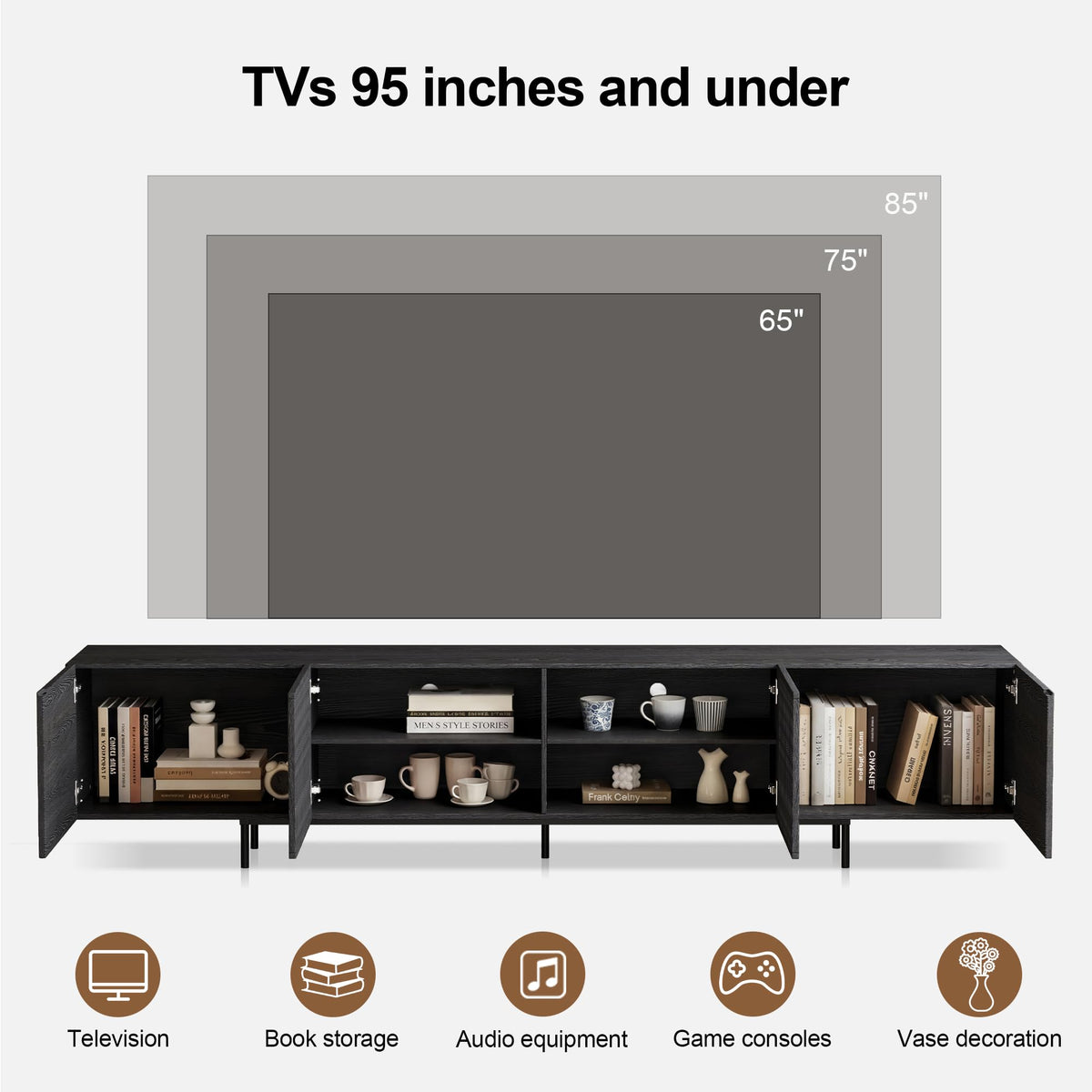 Black Slatted TV Stand