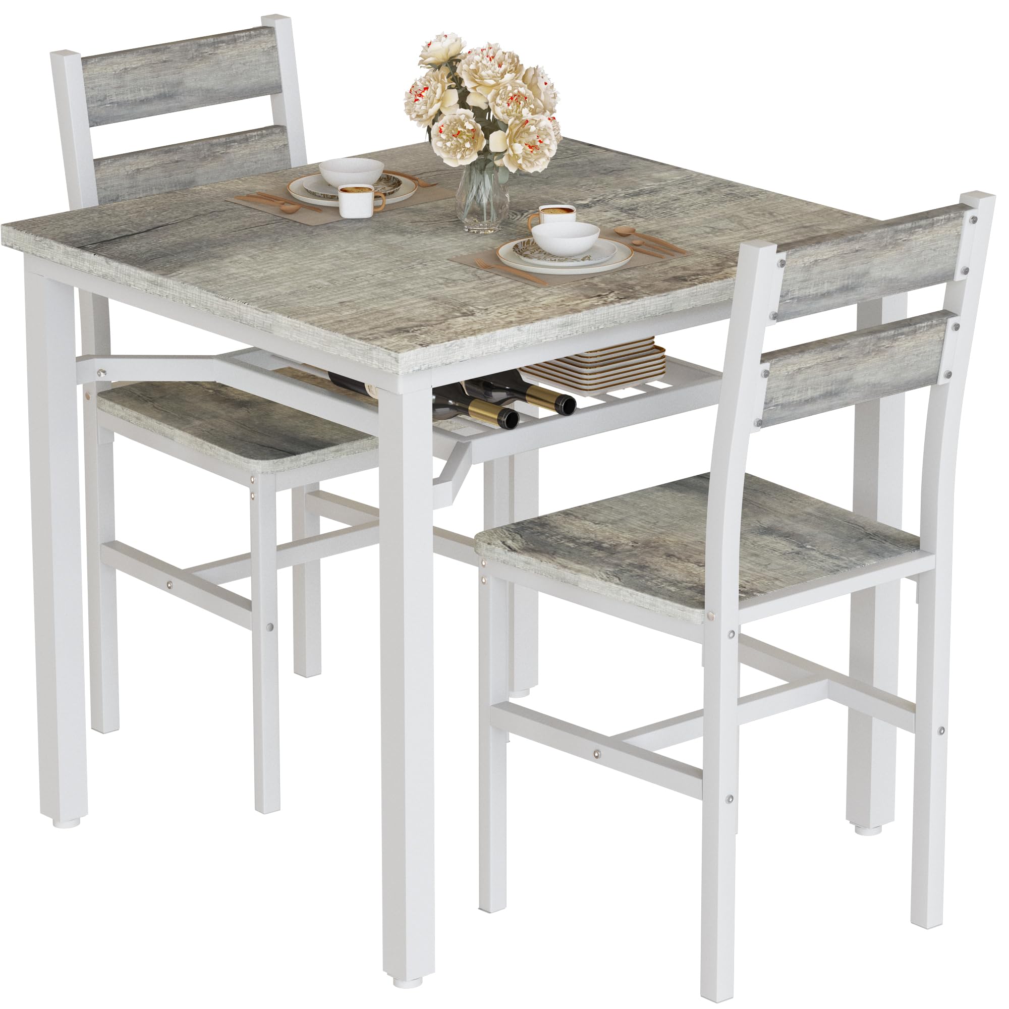 3-Piece Farmhouse Dining Table Set for 2