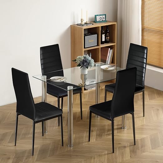 5-Piece Glass Dining Table Set