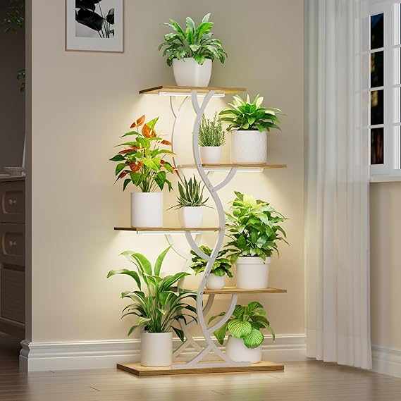 5-Tier Corner Plant Stand with Grow Lights