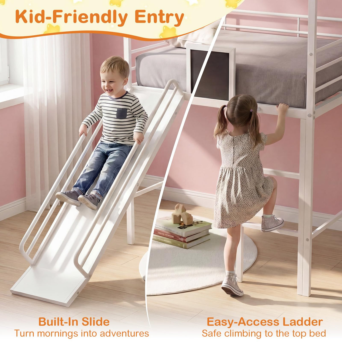 Twin House Loft Bed with Slide