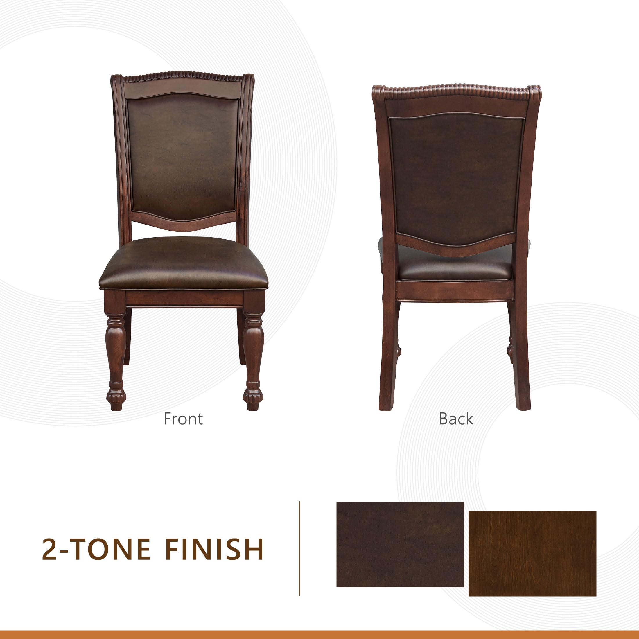 Traditional Dining Chairs, Set of 2 – Cherry Finish