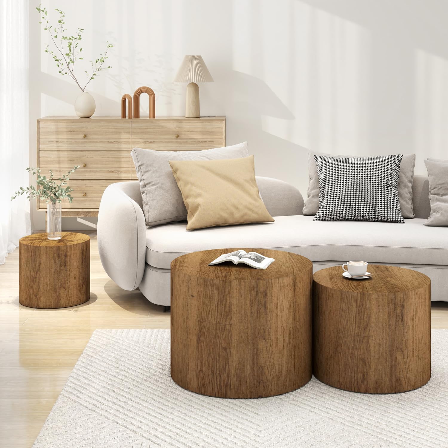 Round Nesting Coffee Table Set of 3