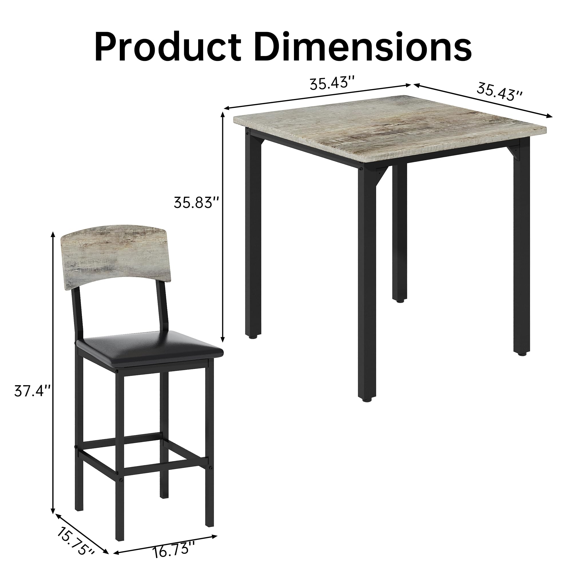 5-Piece Counter Height Dining Table Set with Bar Stools