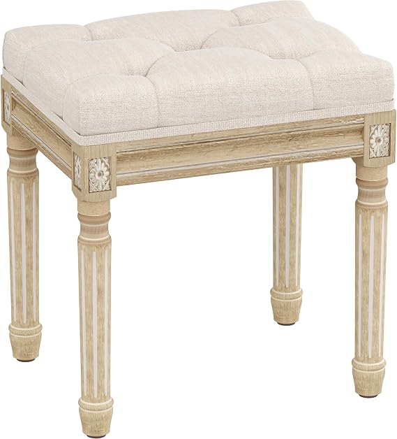 Beige Tufted Upholstered Bench