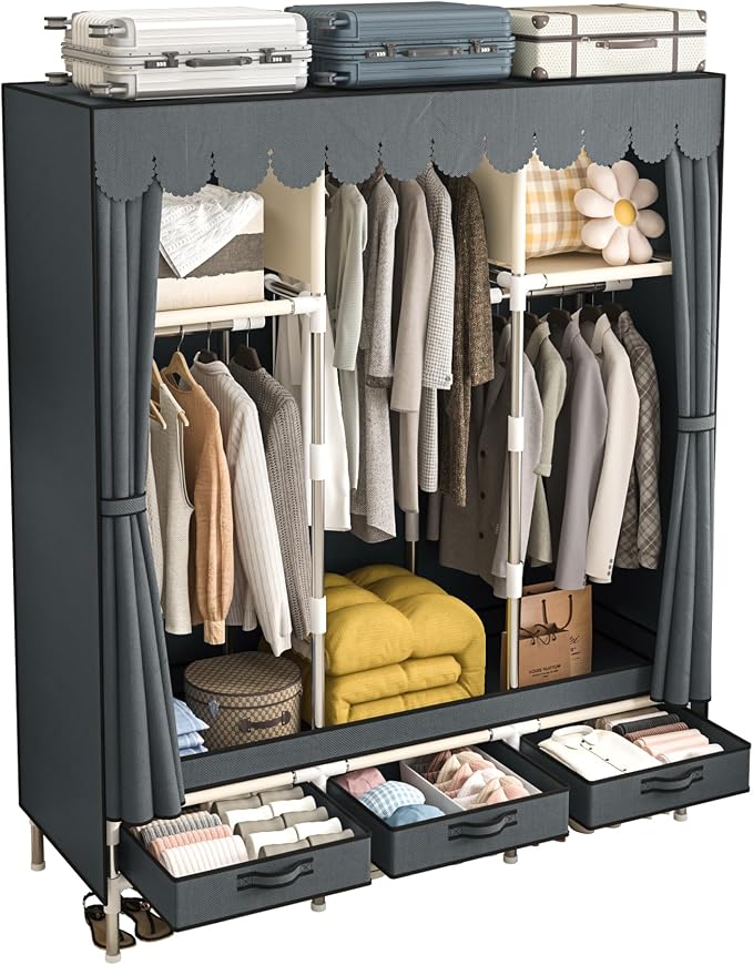 Portable Wardrobe with Drawers