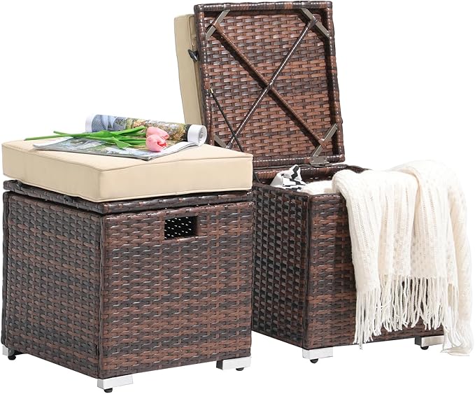 Outdoor Storage Ottoman Set of 2