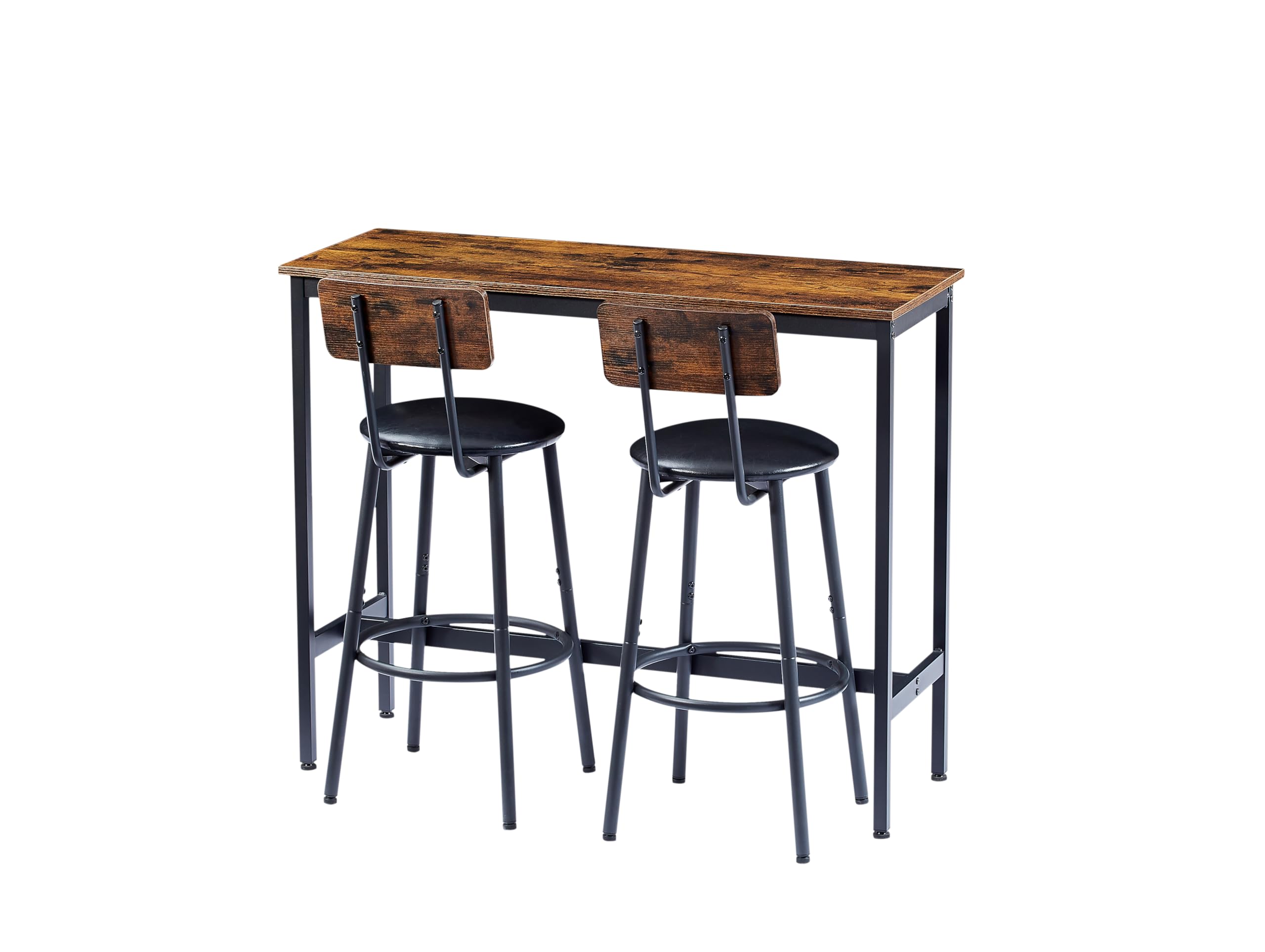 3-Piece Industrial Bar Table Set with 2 Stools