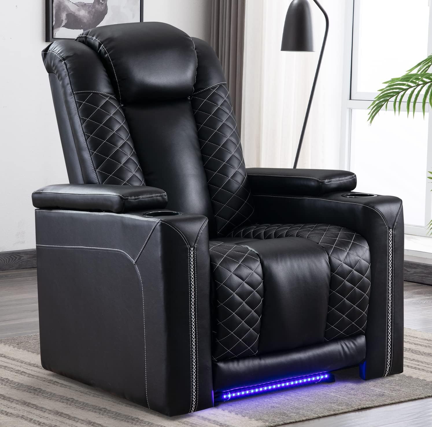 Power Recliner Chair with USB Ports, Cup Holders & Ambient Lighting