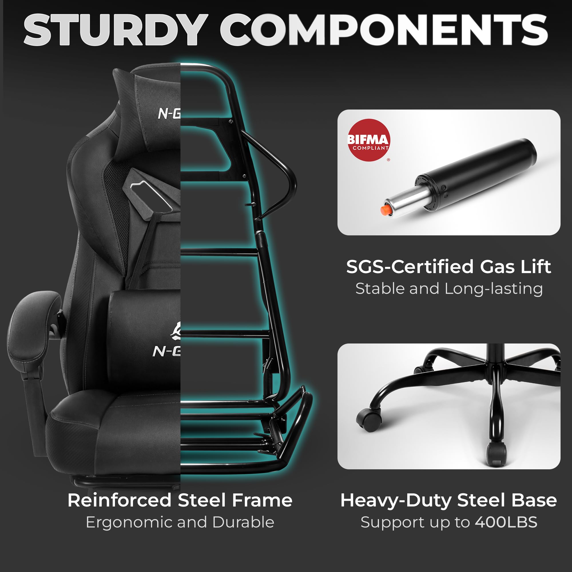 High Back Gaming Chair with Lumbar Support & Footrest